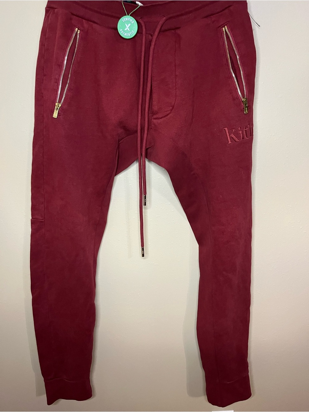 Kith Maroon Zipper Joggers